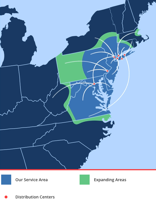 Map indicating CDL coverage area