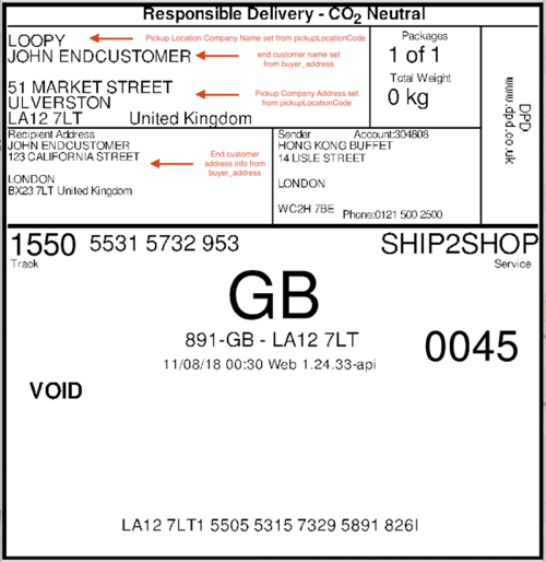 Interlink Express Ship2Shop Label Example