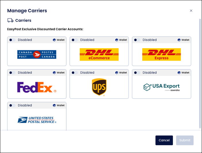 Example of the Carrier Management component