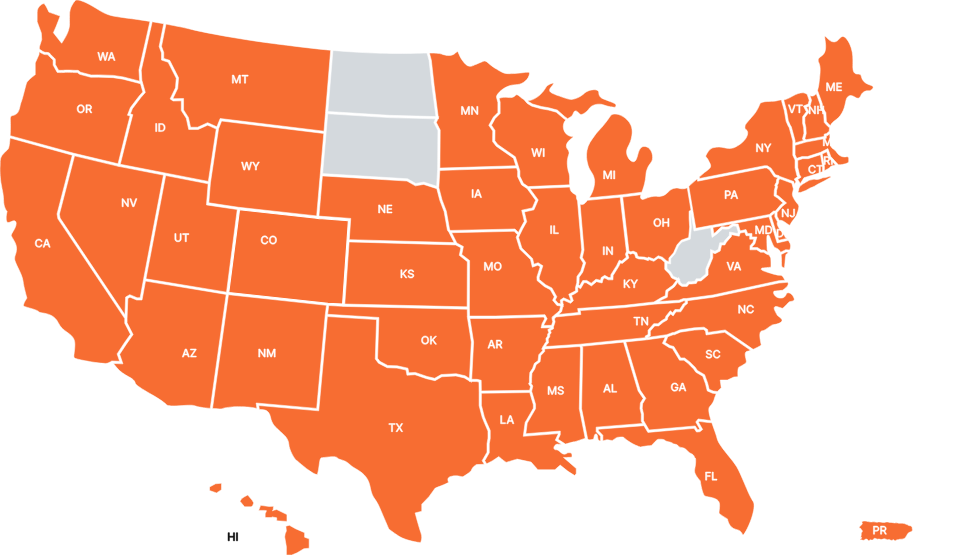 Map indicating GOFO coverage area within the United States