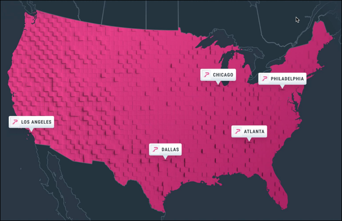 Map indicating Pandion coverage area