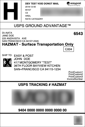 USPS HazMat Label